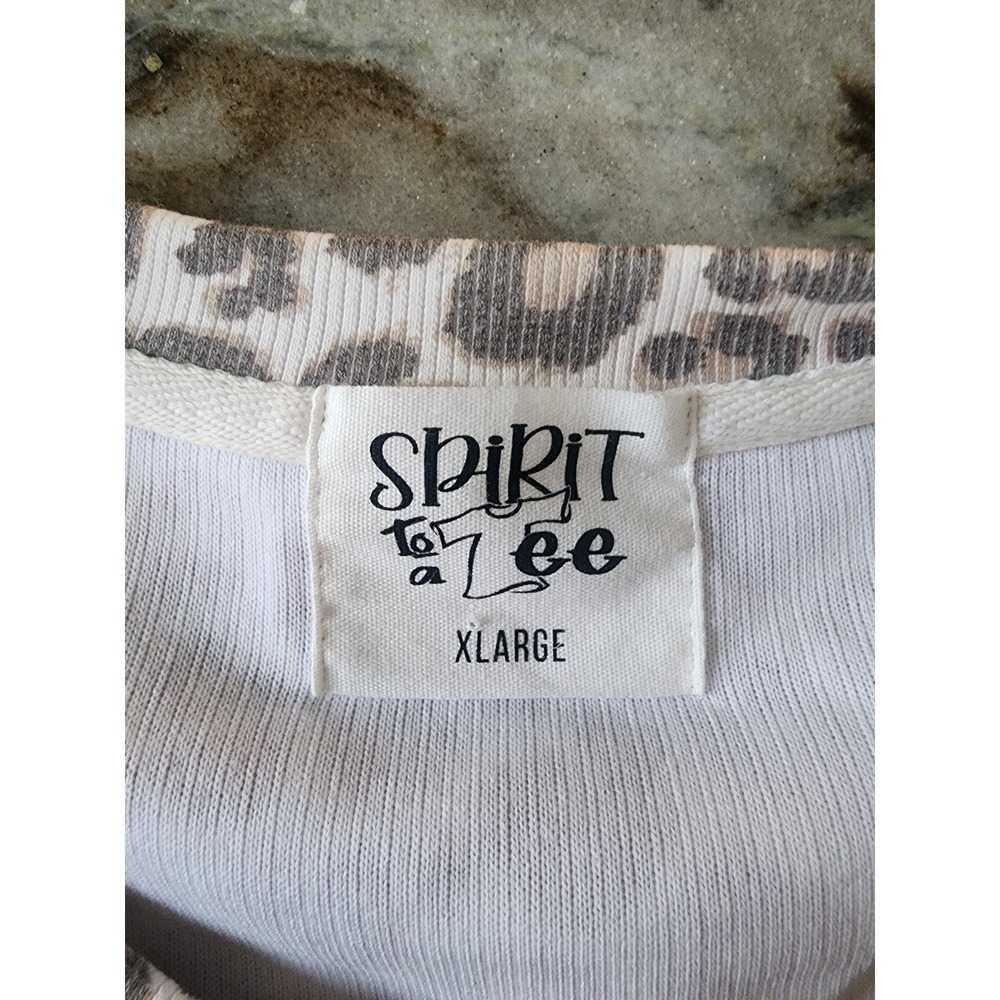 NWOT Boutique Leopard Print Game‎ Day Long Sleeve Ribbed Sweatshirt Top XLarge - Picture 6 of 9